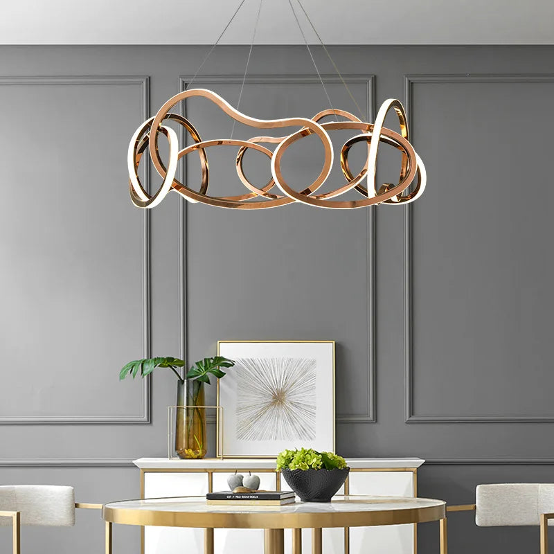 lustre moderne avec lampes led suspendues en silicone