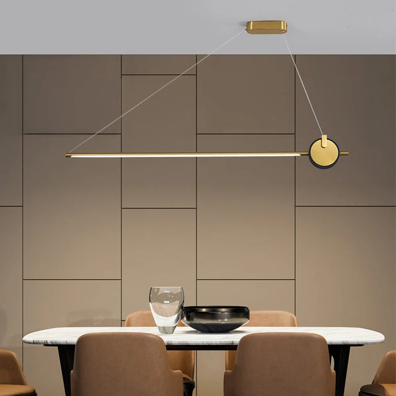 luminaire suspendu nordique simple longue bande déco maison