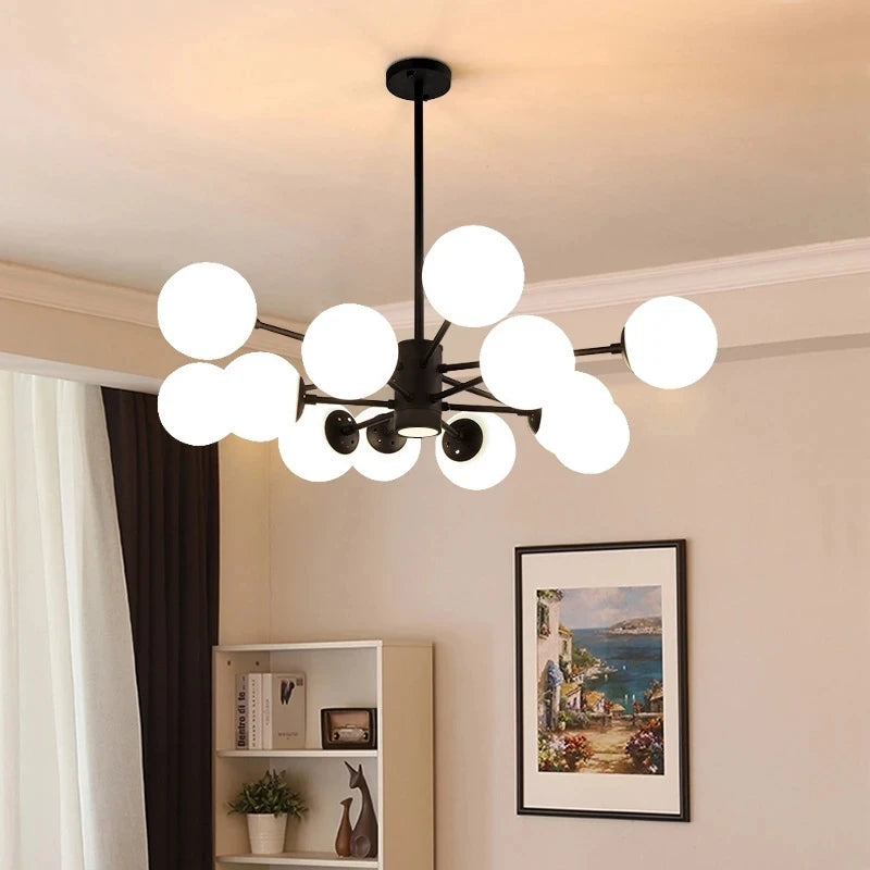 Lustre moderne design avec boule en verre magique haricot