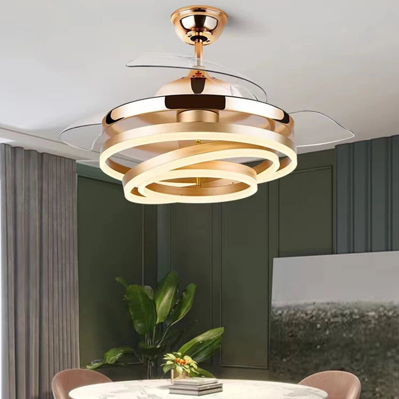 ventilateur de plafond moderne avec lumières led télécommande rechargeable