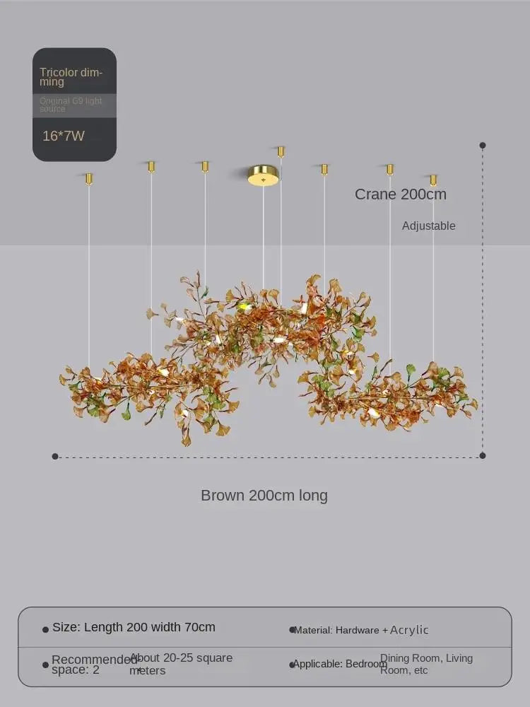 suspension moderne en ginkgo en verre personnalisée pour un éclairage élégant