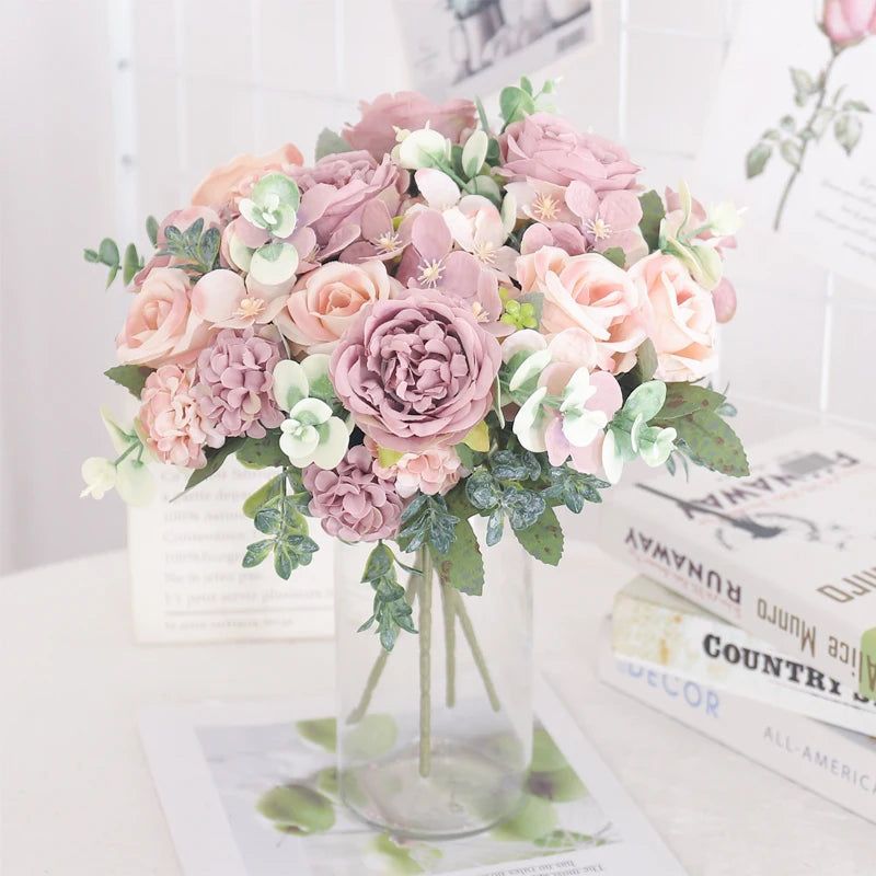 fleurs artificielles soie pivoine hortensia décoration mariage bouquet