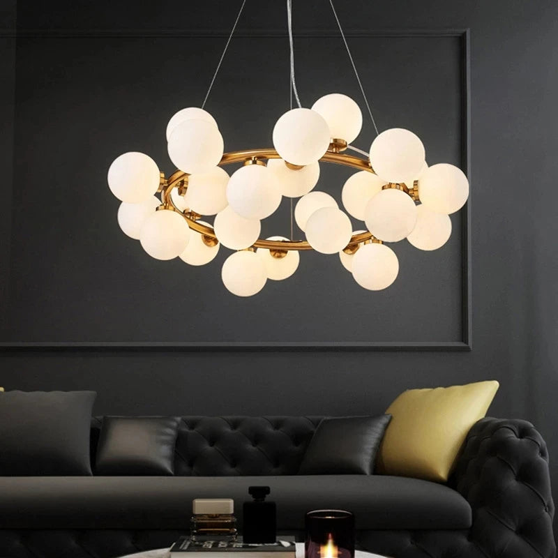 suspension lumineuse 25 têtes design romantique en verre