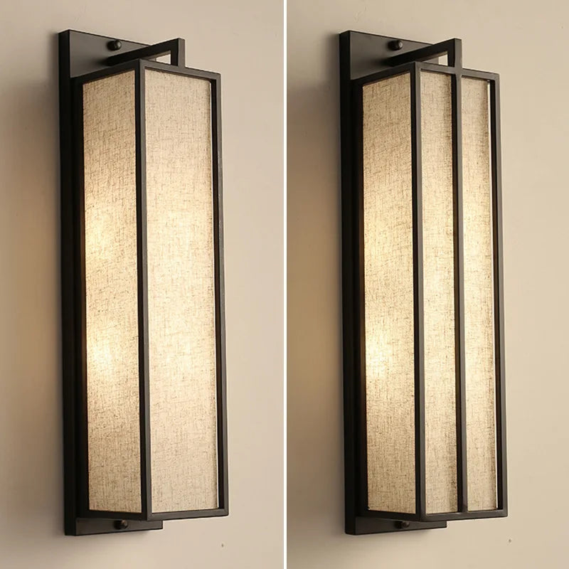 applique murale simple style chinois avec couverture en lin