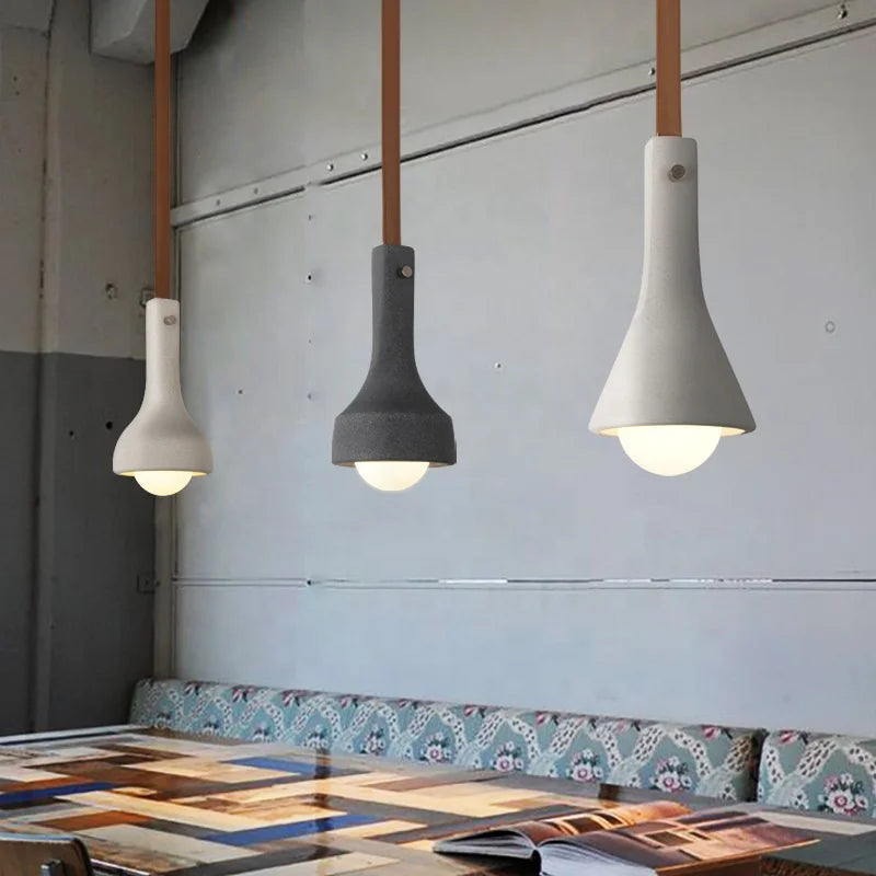 suspension industrielle en cuir et ciment style rétro décorative