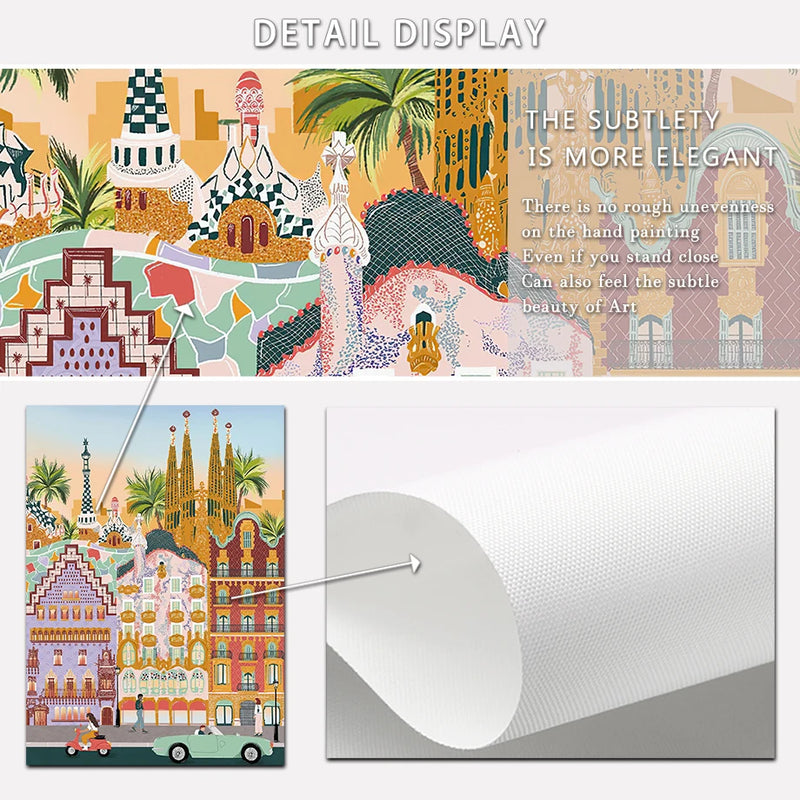 peinture murale rétro de ville côtière art décoratif voyage