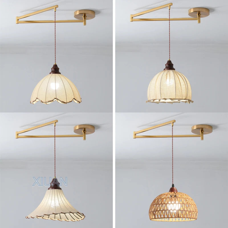 lustre wabi-sabi vintage avec tissu appliqué pliant