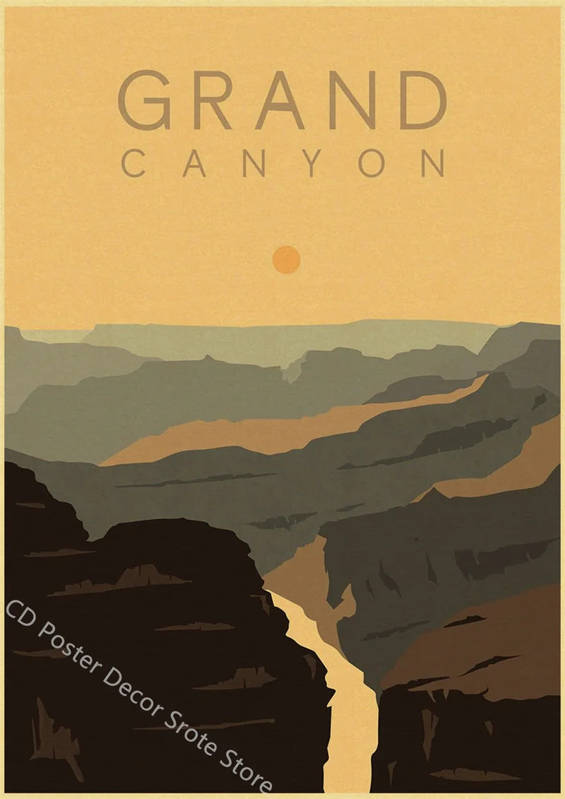 affiche rétro des villes du monde pour décoration murale