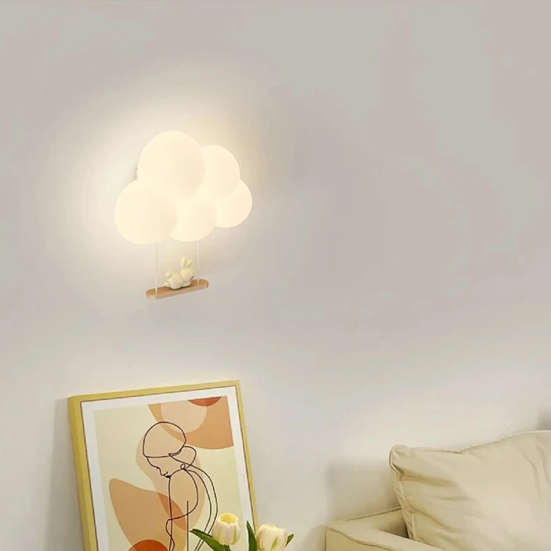 applique murale led singe lapin nuage pour enfants