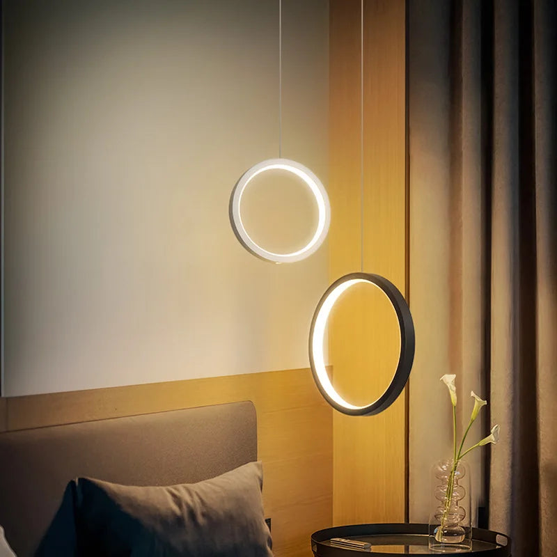 suspension ronde moderne pour éclairage latéral led