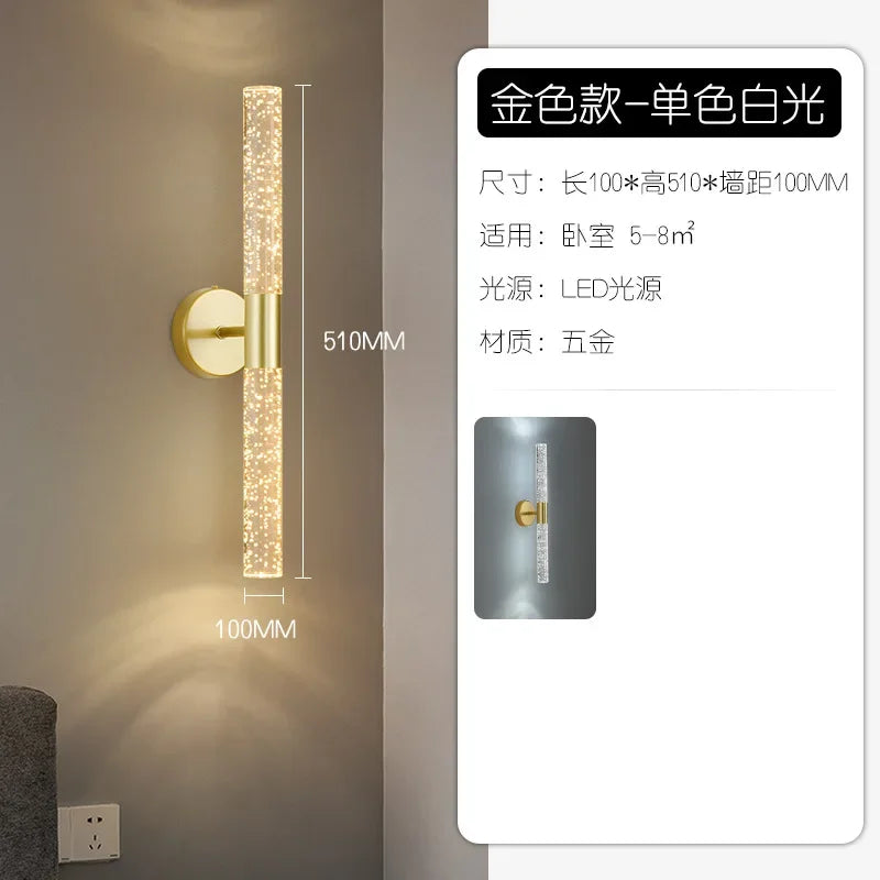 applique murale led double tête design minimaliste en cristal