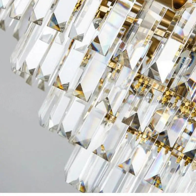 plafonnier moderne en cristal doré avec éclairage led trois couleurs