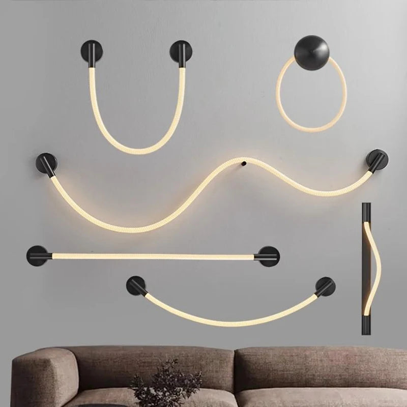 Applique murale moderne en Tube de néon LED tissé en Silicone