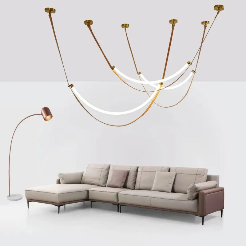 ceinture en cuir moderne avec suspension led pour décoration luminaire