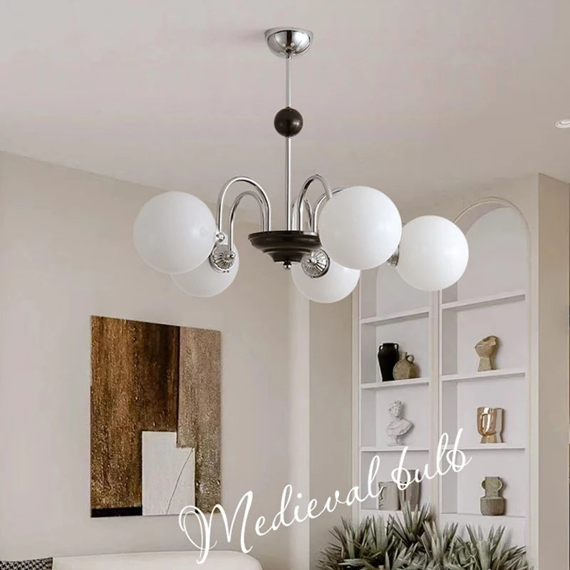 lustre nordique moderne en chrome avec éclairage led