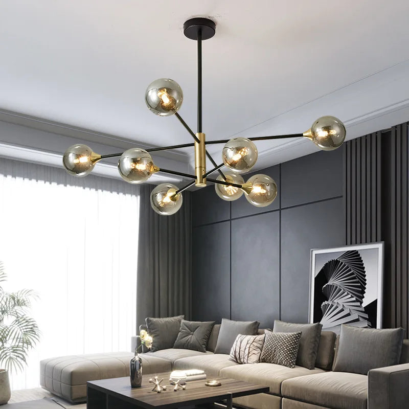 lustre moderne en forme de haricot avec éclairage led suspendu