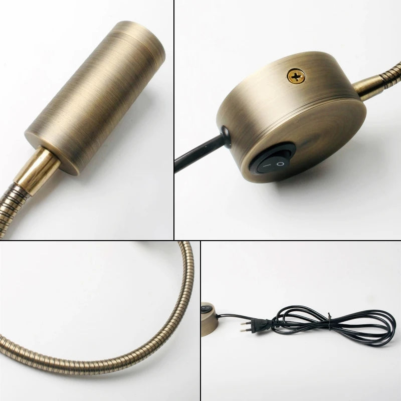 applique murale led flexible à col de cygne avec cordon de prise