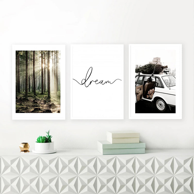 peinture nordique forêt cerf hibou paysage lumineux hiver