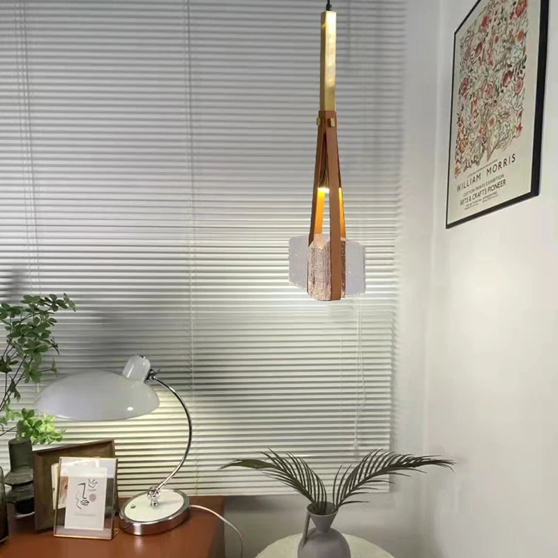 lampe suspendue en résine et cuir artificiel style réglable en hauteur