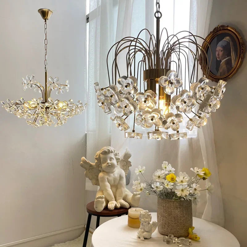 lustre rétro en fer et verre pour décoration intérieure