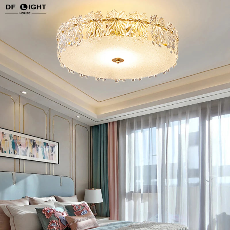 Plafonnier en cristal moderne chambre plafonnier cuisine lustre en cristal salle à manger luminaire en verre doré
