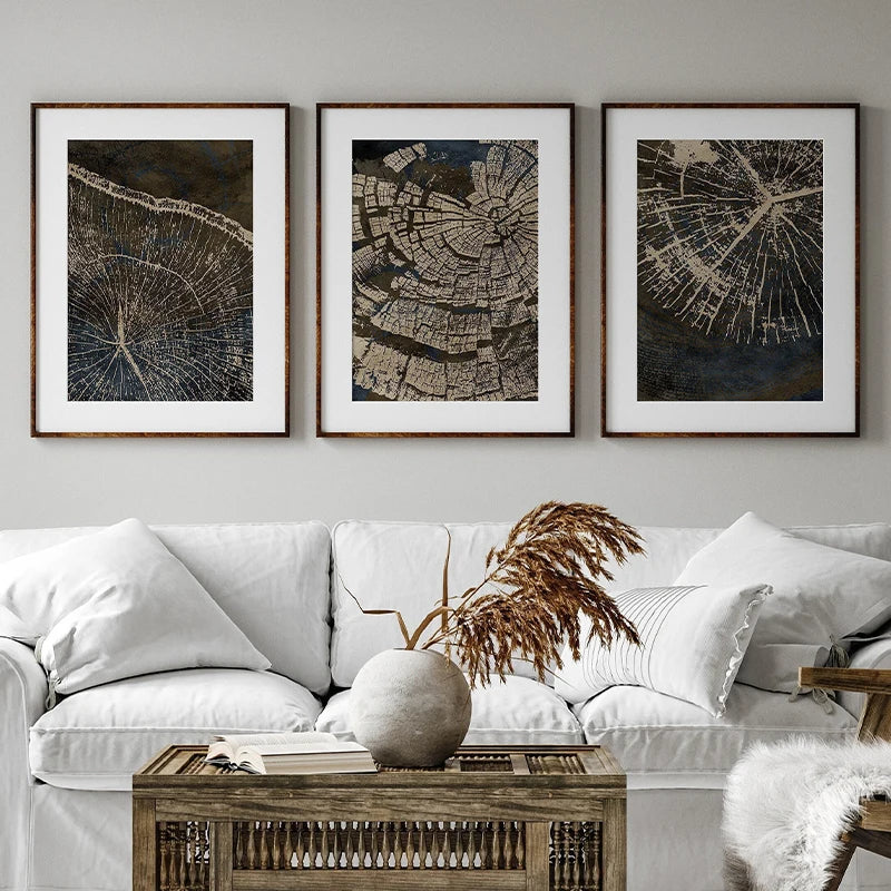 affiches abstraites sur les anneaux des arbres décoration murale