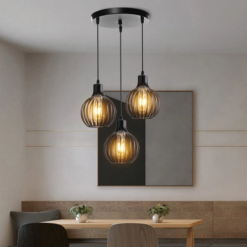 suspension industrielle rétro avec abat-jour géométrique moderne