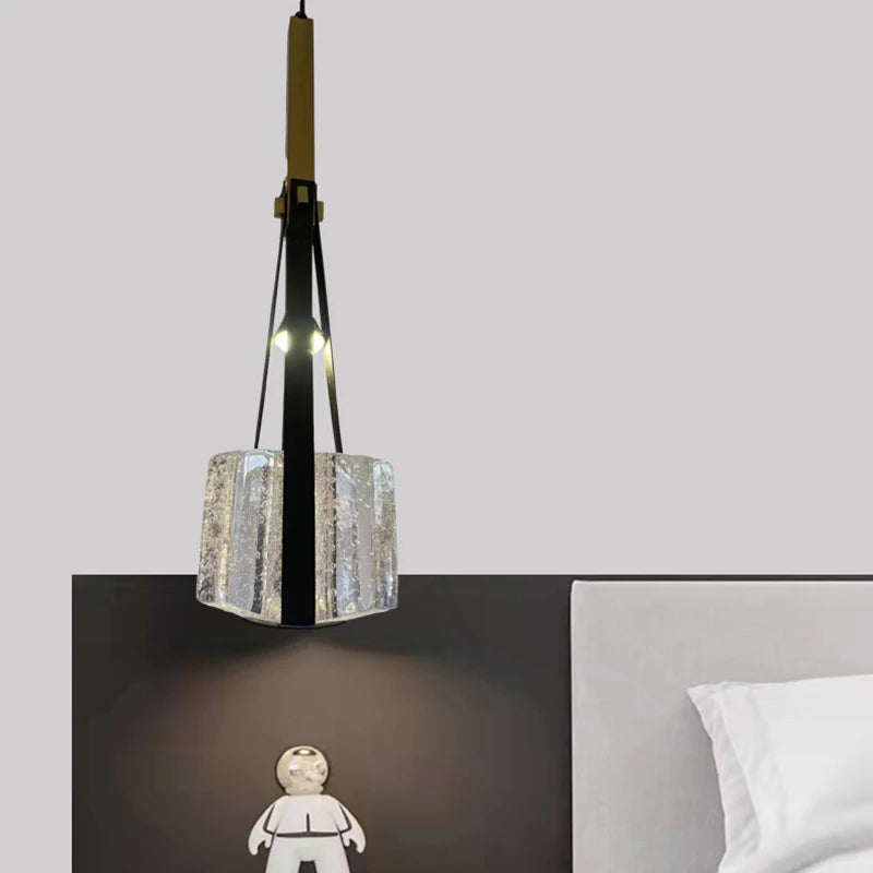 lampe suspendue en résine et cuir artificiel style réglable en hauteur