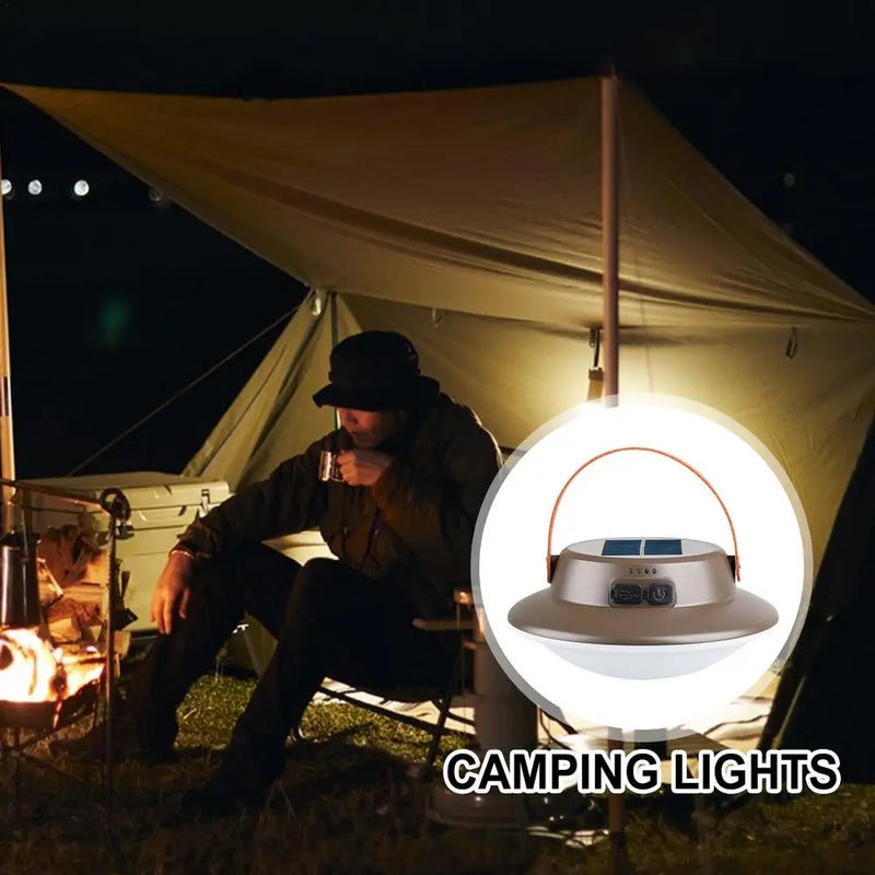 lampe de camping solaire led rechargeable 3 modes étanche portable