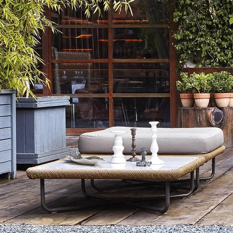 ensembles de meubles de jardin naturels avec coussins luxueux