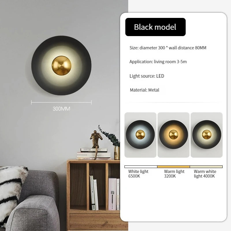 applique murale led ronde moderne pour décoration de luxe intérieure