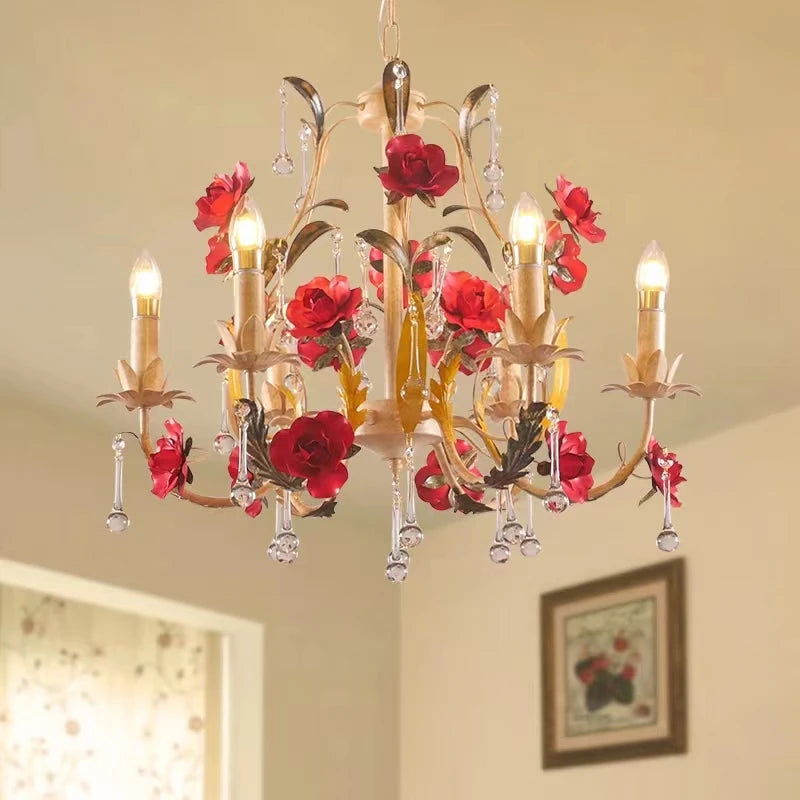 Lustre à fleur avec ampoules bougies