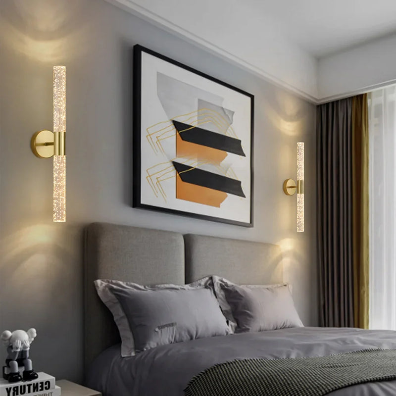 applique murale led double tête design minimaliste en cristal