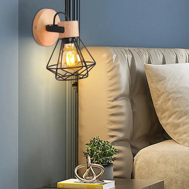 applique murale en bois style loft vintage éclairage intérieur moderne