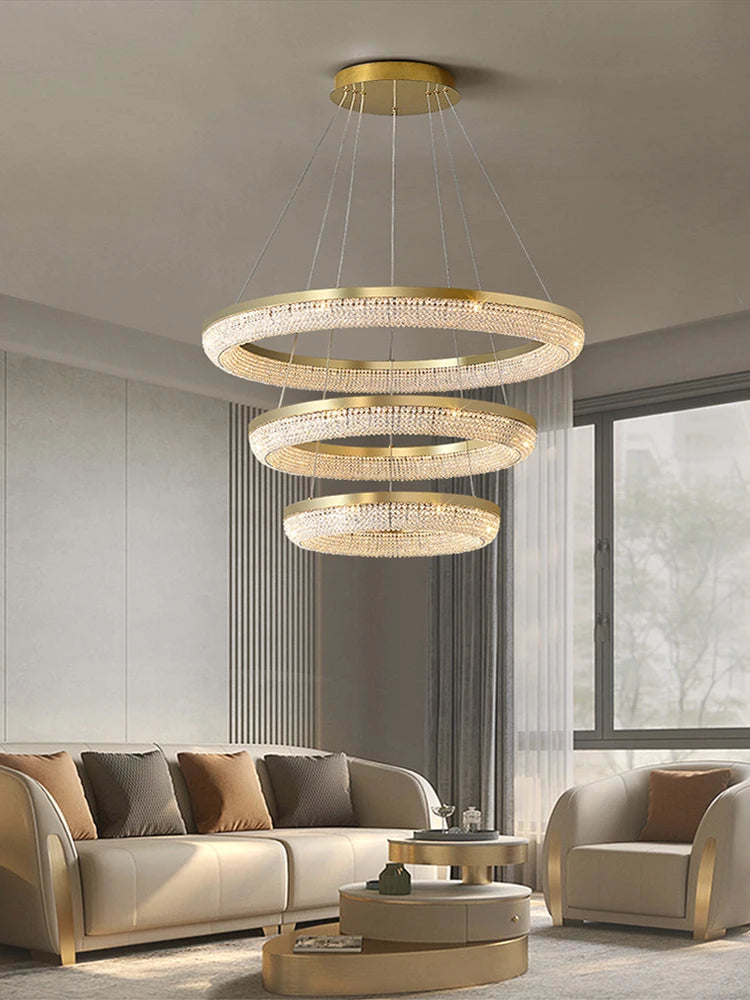 lustre de luxe led rond design moderne pour intérieur