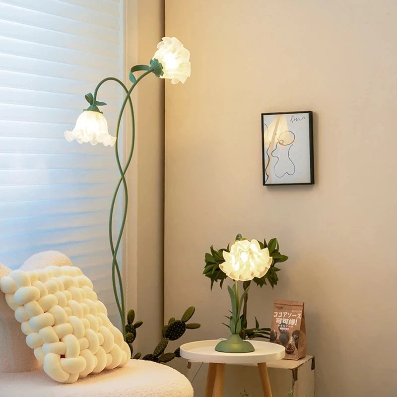 lampadaire vintage style pastoral avec appliques en verre