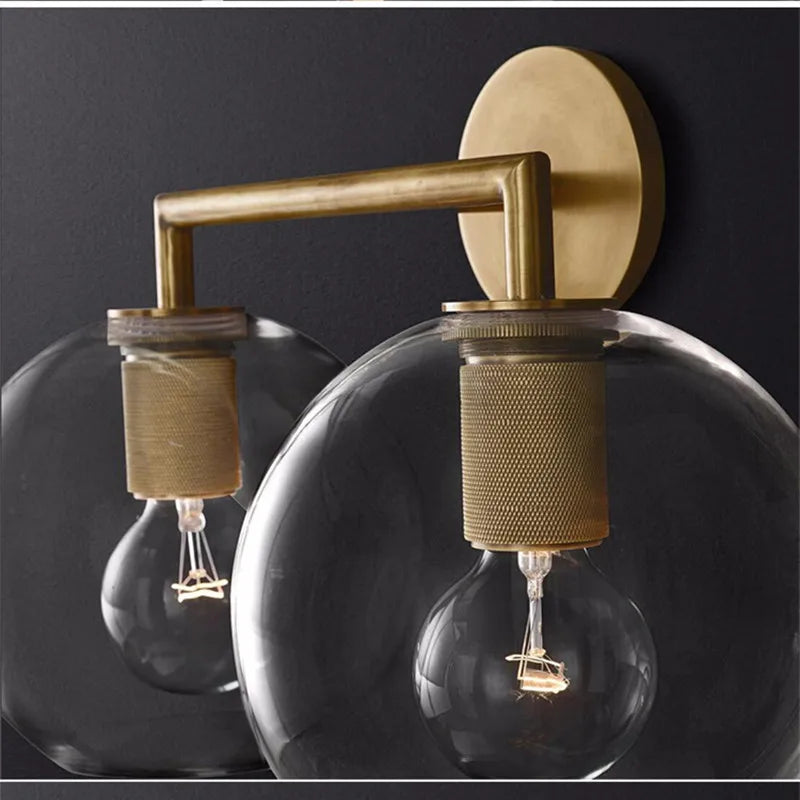 applique murale rétro américaine en verre avec éclairage led