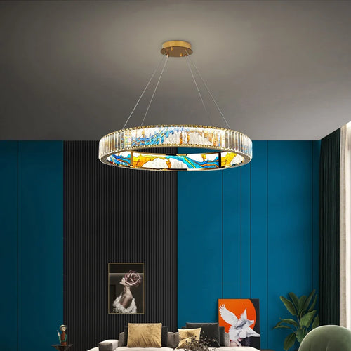 lustre led dimmable moderne en acier cercle décoratif