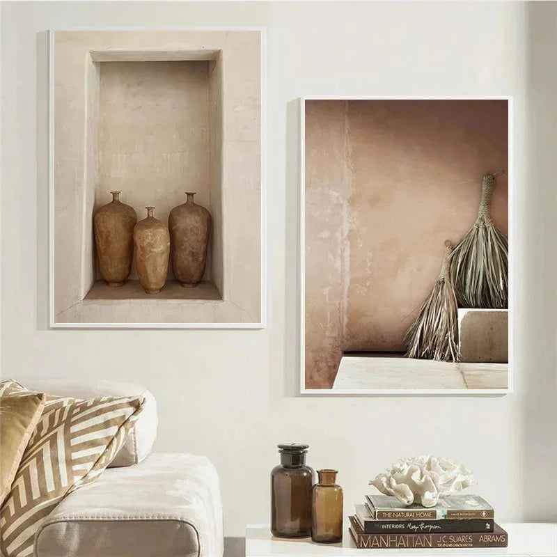 peinture abstraite avec vase classique et nature morte décorative