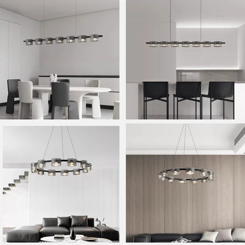 lustre sandyha moderne minimaliste abat-jour verre led suspendu