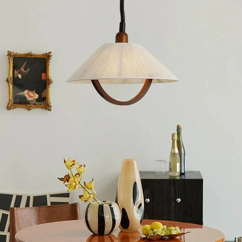 suspension en corde de chanvre bois style avec cordon réglable