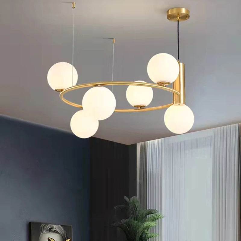 Lustre nordique en verre blanc