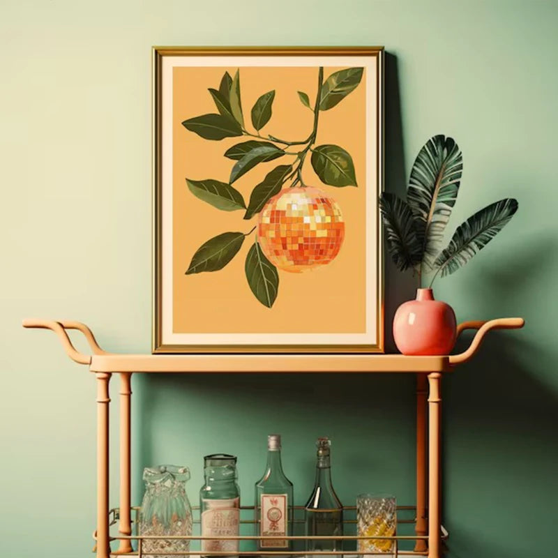affiche créative de boule disco abstraite rétro pour décoration artistique