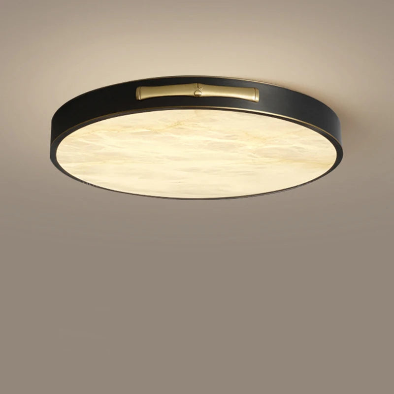plafonnier led carré circulaire en laiton et marbre