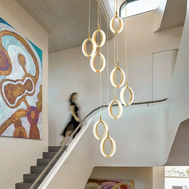 lustre moderne long grande rotation pour villa duplex