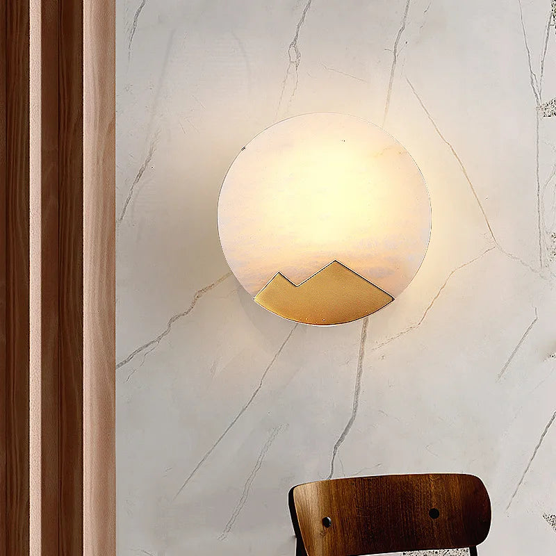 Appliques murales rondes en marbre naturel