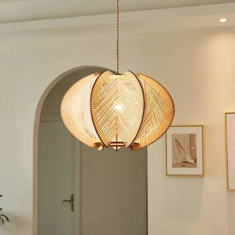 lustre moderne en corde de chanvre japonais pour décoration intérieure