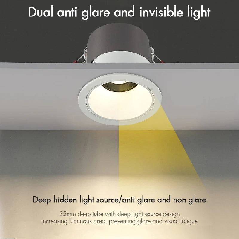 spot lumineux led encastrable anti-éblouissement avec intensité réglable