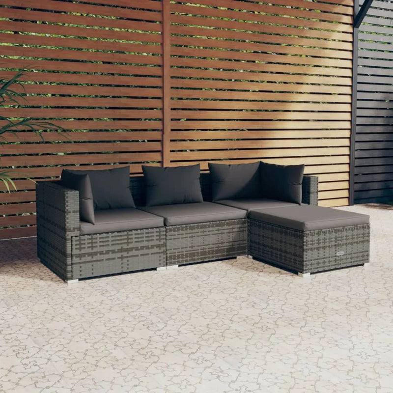 salon de jardin 4 pièces avec coussins en résine tressée