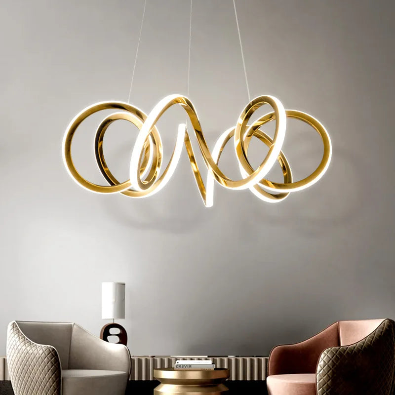 lustre moderne avec lampes led suspendues en silicone